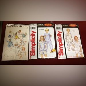 Children’s Pyjamas Sewing Patterns Set of 3 Shorts, Pants, Tops Make-Your-Own